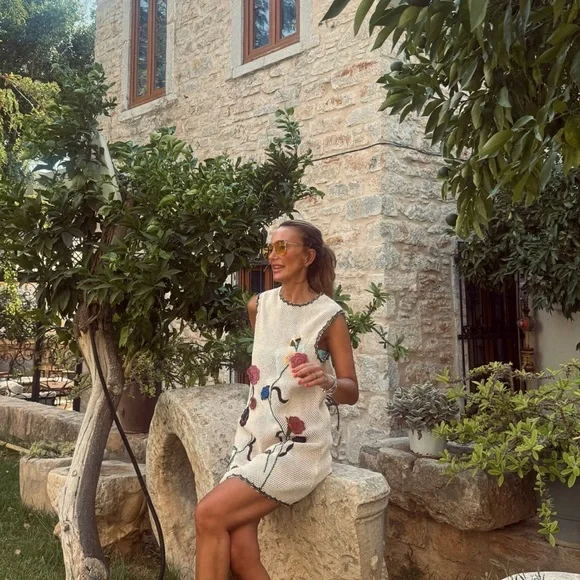 NWT Zara Woman ZW COLLECTION Crochet Dress with Floral Embroidery - Picture 6 of 16